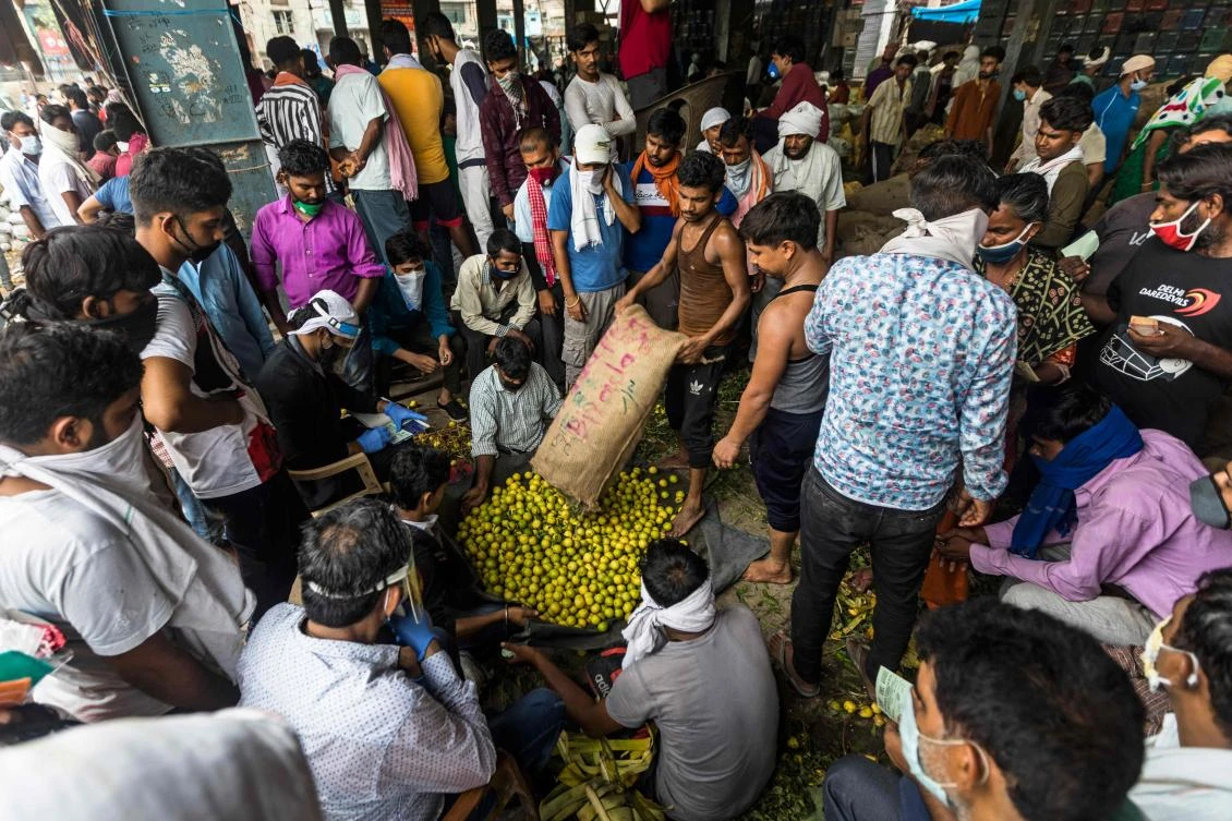 The Indian government has urged people to strictly observe social distancing and wear face masks, but has been largely ignored. (AFP)