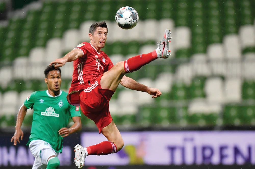 Bayern Munich’s Robert Lewandowski in action against Werder Bremen club in Germany. (Reuters/File)