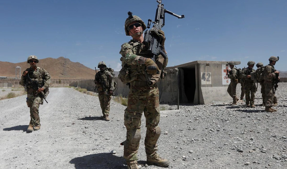 US troops patrol at an Afghan National Army (ANA) base in Logar province, Afghanistan. (Reuters/File)