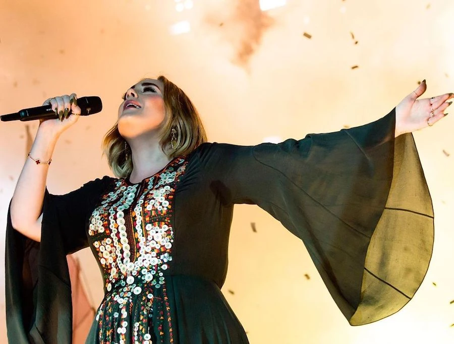 Adele re-wears custom Chloé kaftan from her 2016 Glastonbury set
