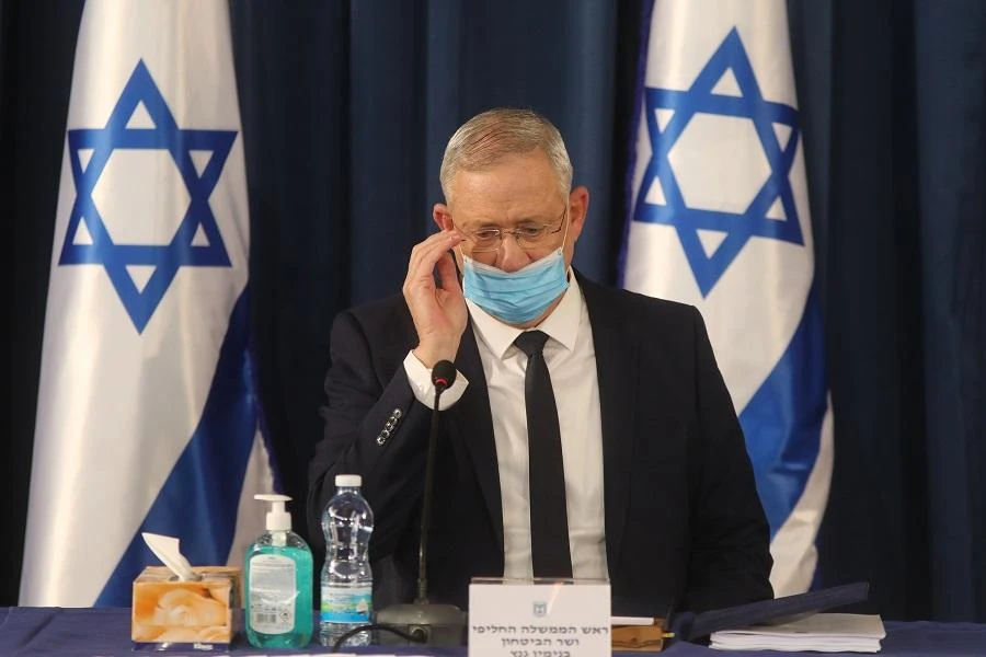 Israeli alternate Prime Minister and Defence Minister Benny Gantz attends the weekly cabinet meeting in Jerusalem while wearing a protective mask due to the COVID-19 pandemic, on June 7, 2020. (File/AFP)