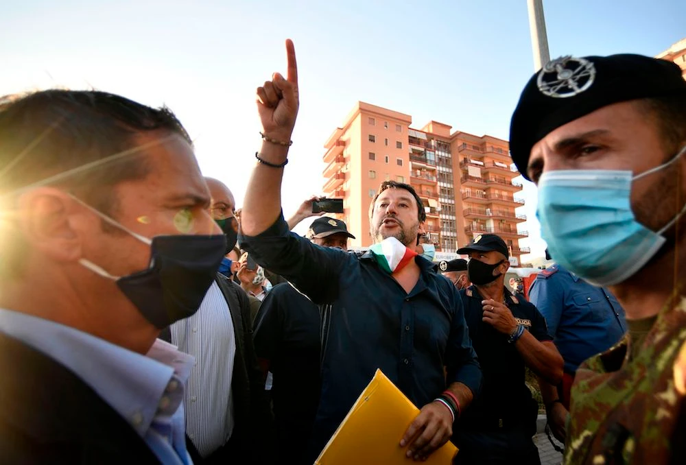 Crowd heckles Italy’s far-right leader Salvini