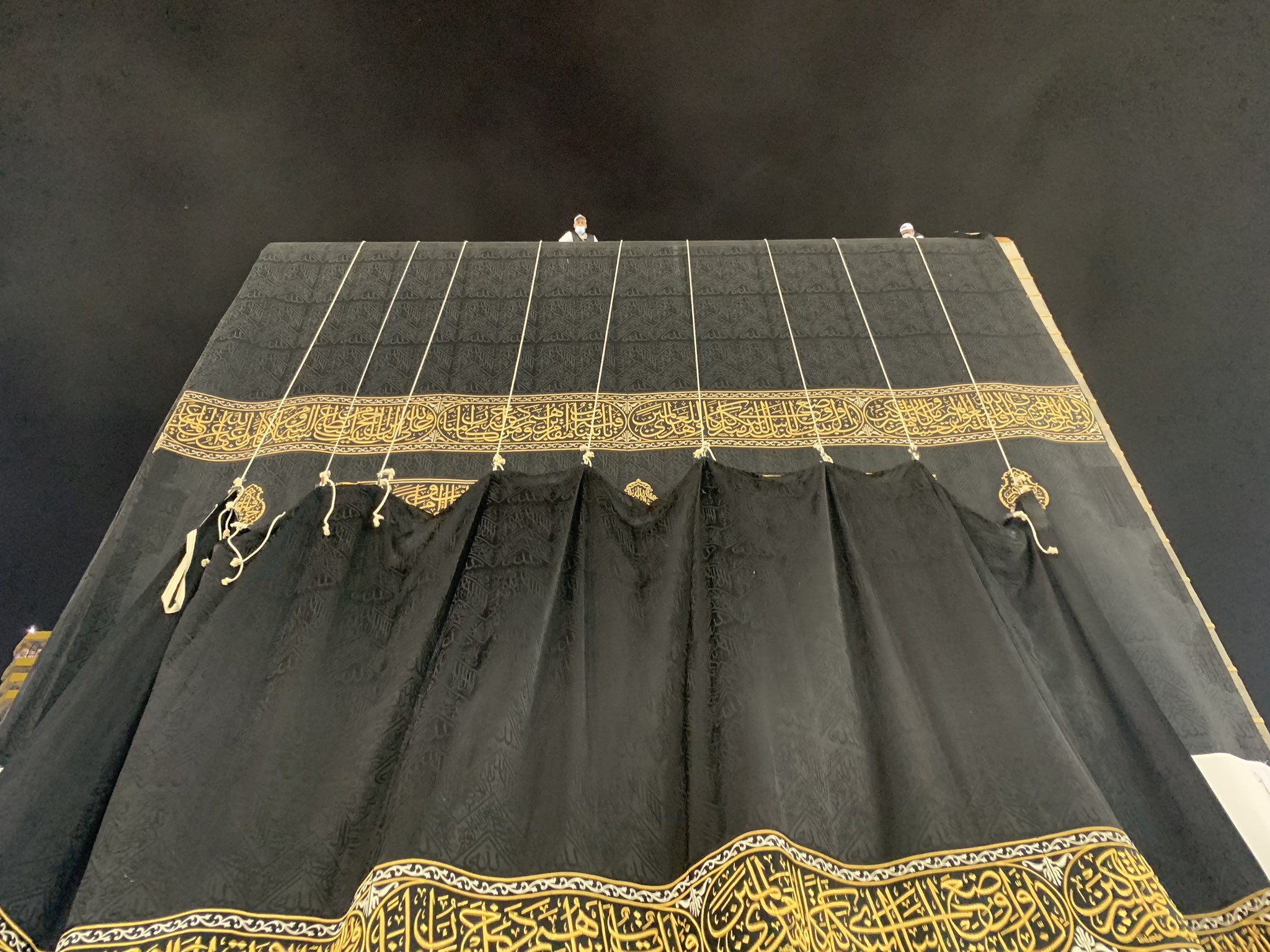Holy Kaaba adorned with a new cover