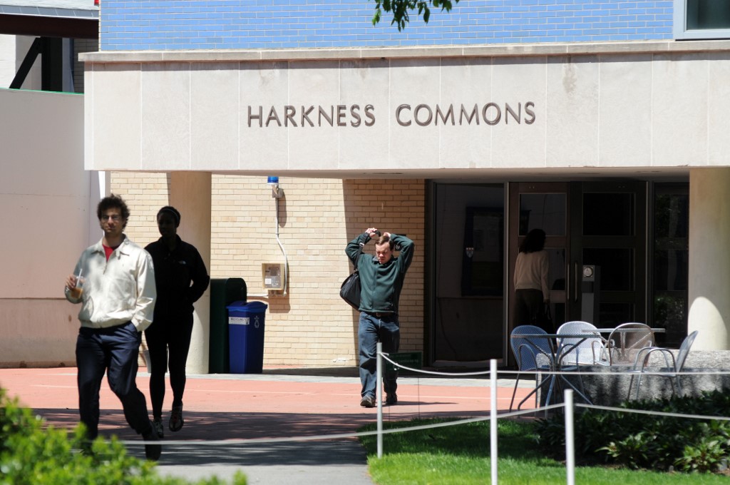 Students walk outside Harkness Commons on the Harvard Law School campus. (File/AFP)