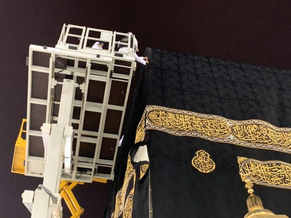 Holy Kaaba adorned with a new cover