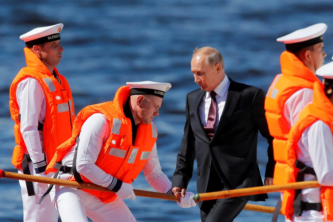 Russia's President Vladimir Putin arrives to attend the Navy Day parade in Saint Petersburg, Russia July 26, 2020. Dmitri Lovetsky/Pool via REUTERS