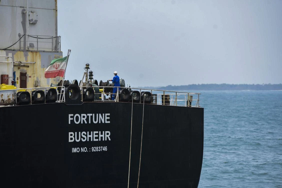 Above, the Iranian-flagged oil tanker Fortune is docked at the El Palito refinery after its arrival at Puerto Cabello in the northern state of Carabobo, Venezuela. (AFP)