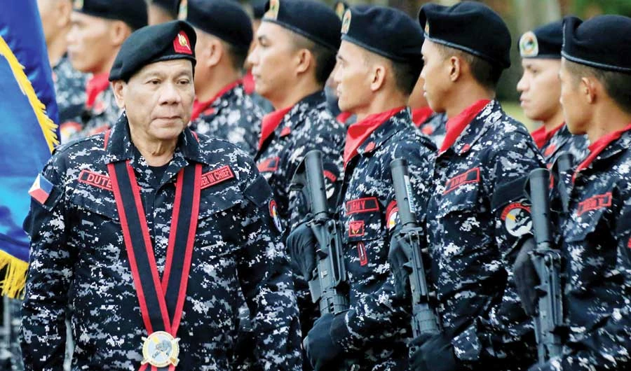 President Rodrigo Duterte during the founding anniversary of the First Scout Ranger regiment in San Miguel town, Philippines. (Reuters/File)