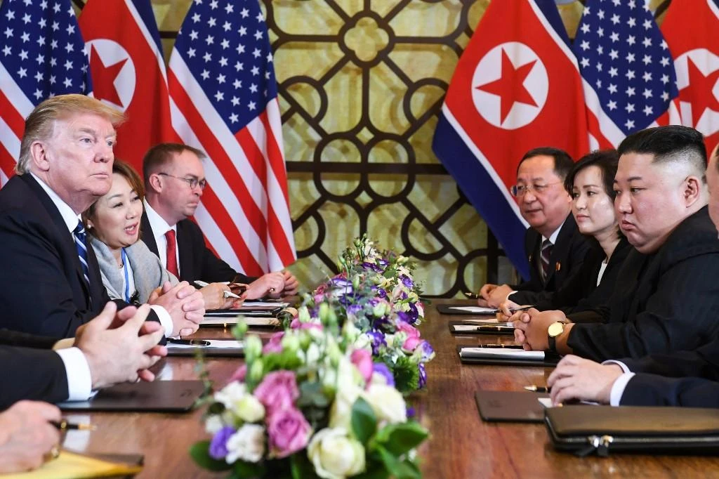 Kim Jong Un and Donald Trump have met three times since embarking on their high-stakes nuclear diplomacy in 2018, but negotiations have faltered since their second summit last year in Vietnam, above. (AFP file photo)