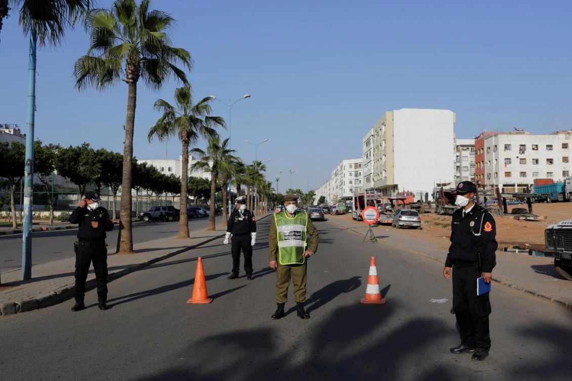 Police officers patrol streets, following the coronavirus disease (COVID-19) outbreak, on the outskirts of Casablanca, Morocco March 25, 2020. (Reuters)