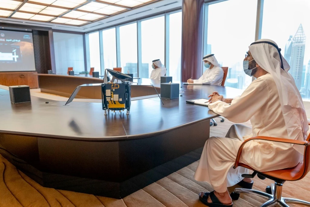 UAE Prime Minister Sheikh Mohammed, also the ruler of Dubai and UAE vice president is reviewing the final preparations of the Hope Probe mission, scheduled to launch to Mars on 15th of this month. Dubai, UAE July 01, 2020. ( Photo courtesy: WAM)