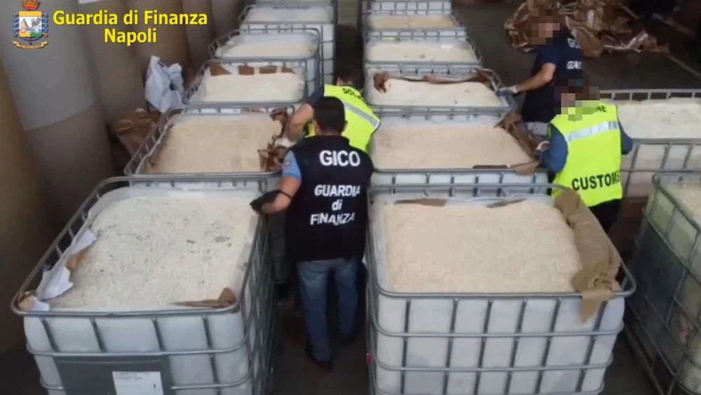 The record seizure of 14 tons of amphetamines, in the form of 84 million captagon tablets, was made by Italian police in Salerno. (AFP)