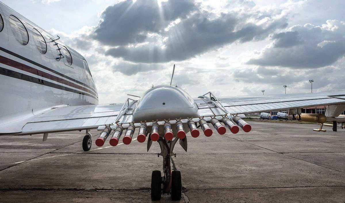 An aircraft fitted for cloud seeding operations aimed at increasing rain.