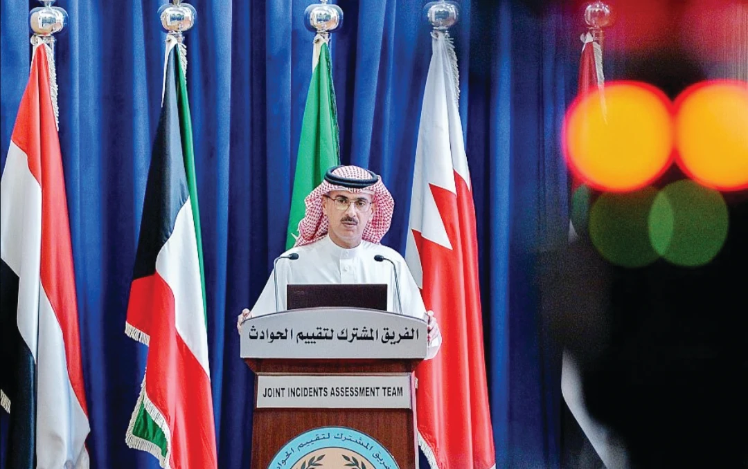 Mansour Al-Mansour, spokesman of the Joint Incidents Assessment Team (JIAT) of the Arab coalition for Yemen, addresses a press conference in Riyadh. (Supplied)