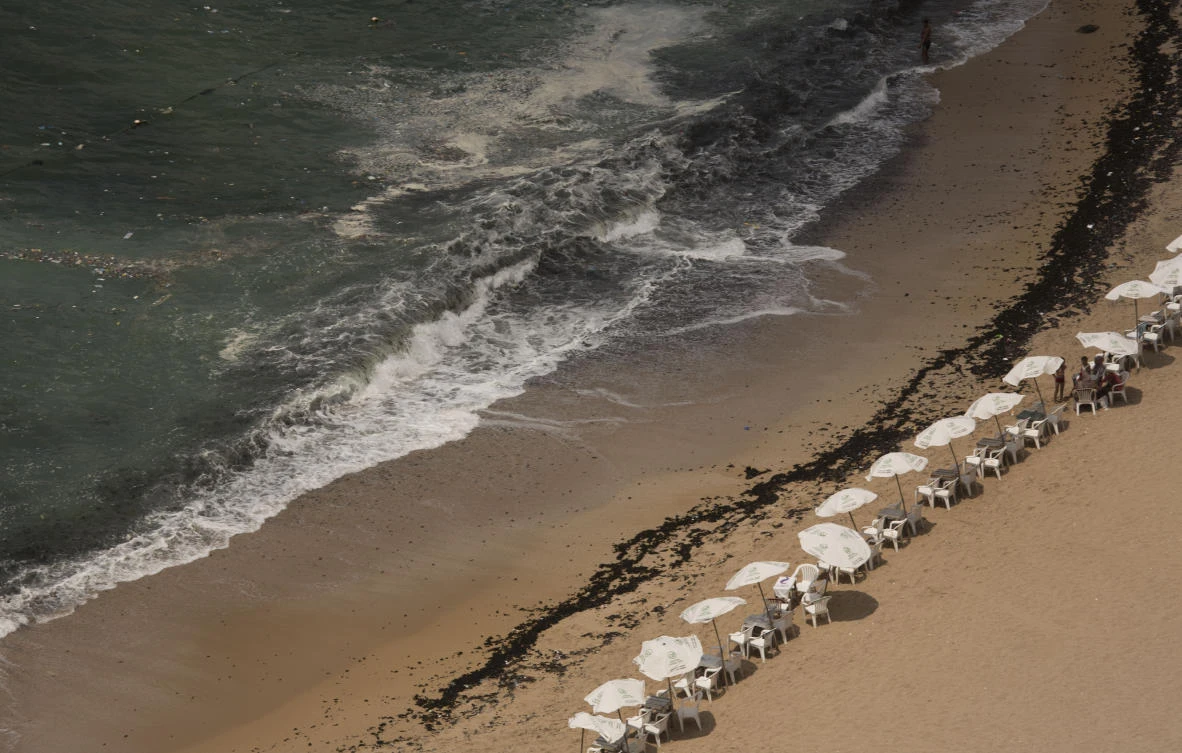 he waters off Alexandria are popular in the summer, but beaches are currently closed and lifeguards off duty due to the coronavirus pandemic (AP)