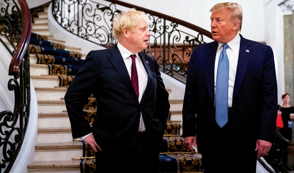 Britain’s PM Boris Johnson and US President Donald Trump during the G7 summit in Biarritz, France. The US has been ‘grappling with China’s rising technological clout.’ (Reuters/File)