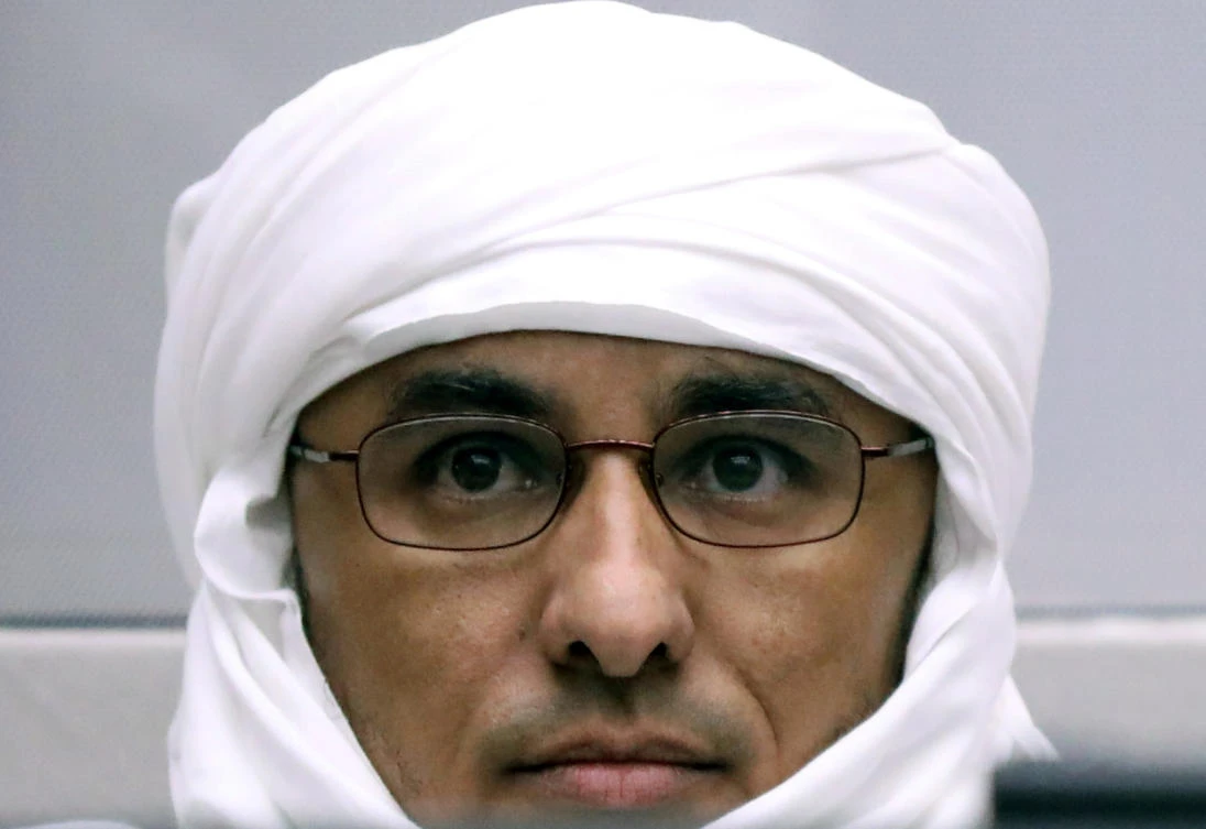 Malian Islamist militant Al Hassan Ag Abdoul Aziz Ag Mohamed Ag Mahmoud sits in the courtroom of the ICC (International Criminal Court) during a hearing at the Hague in the Netherlands, July 8, 2019. (Reuters)