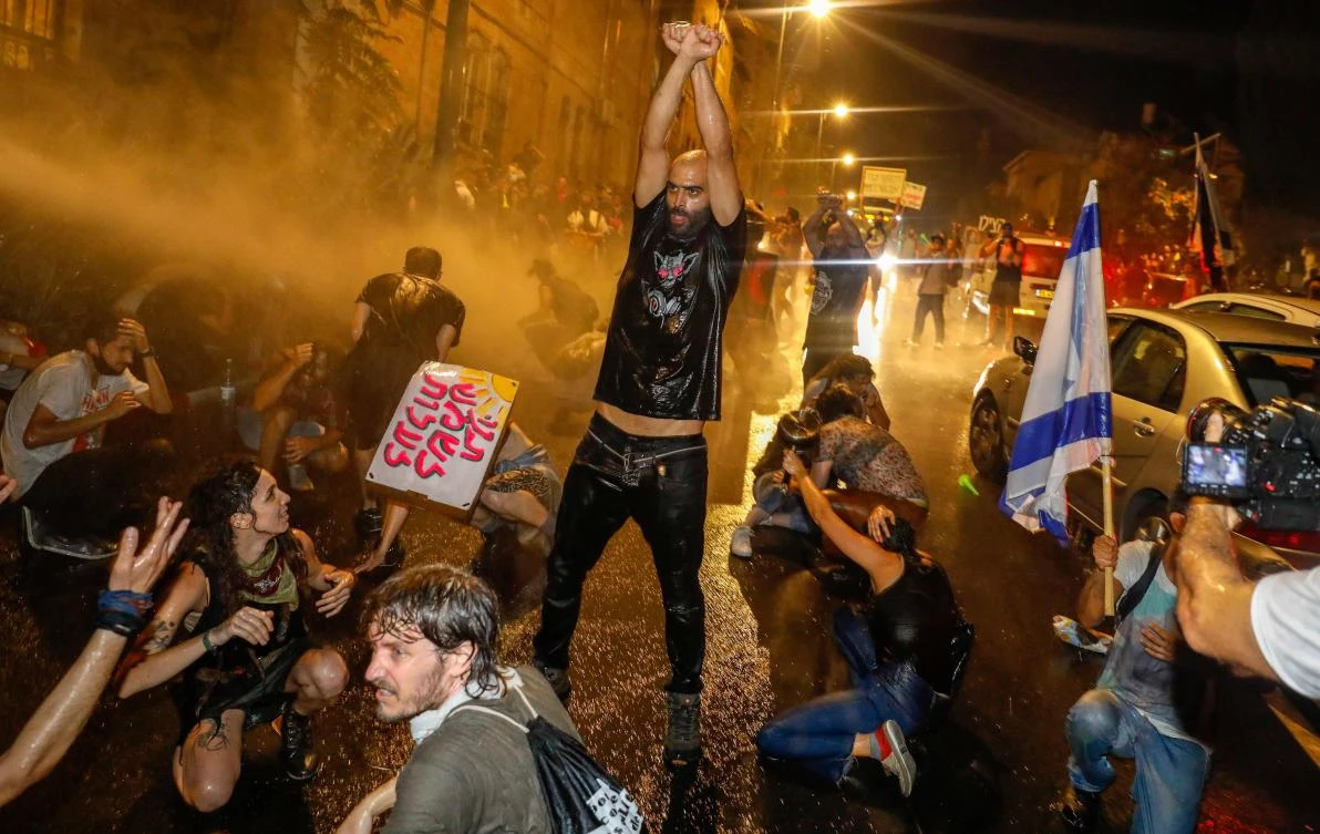 Anger at Israeli Prime Minister Benjamin Netanyahu’s handling of the coronavirus crisis has sparked protests over the past few weeks that have culminated in violent clashes with police. (AFP)