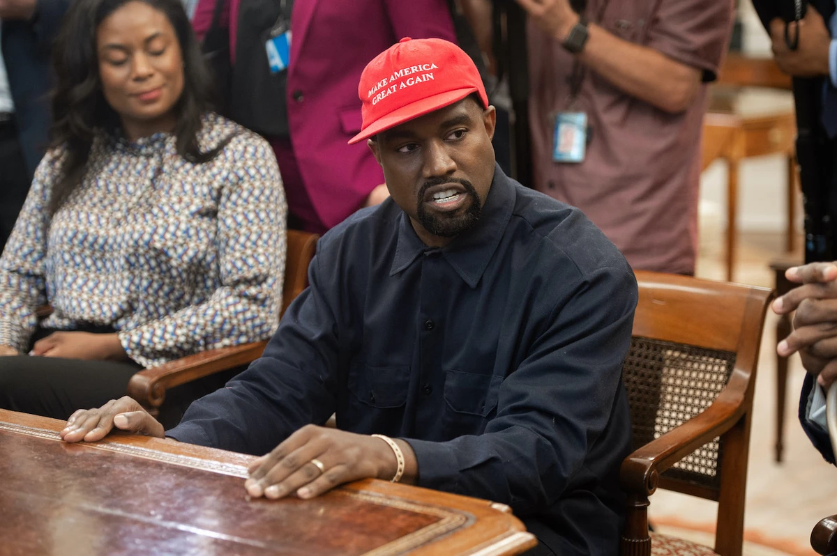 Kanye West delivered a lengthy monologue, touching on topics from abortion and religion to international trade and licensing deals. (AFP)