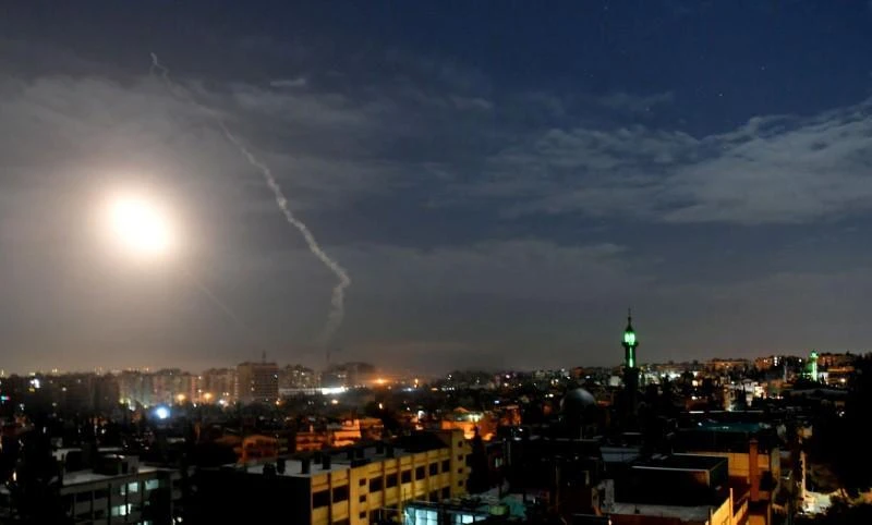 Missile fire is seen over Damascus, Syria January 21, 2019. (Reuters)