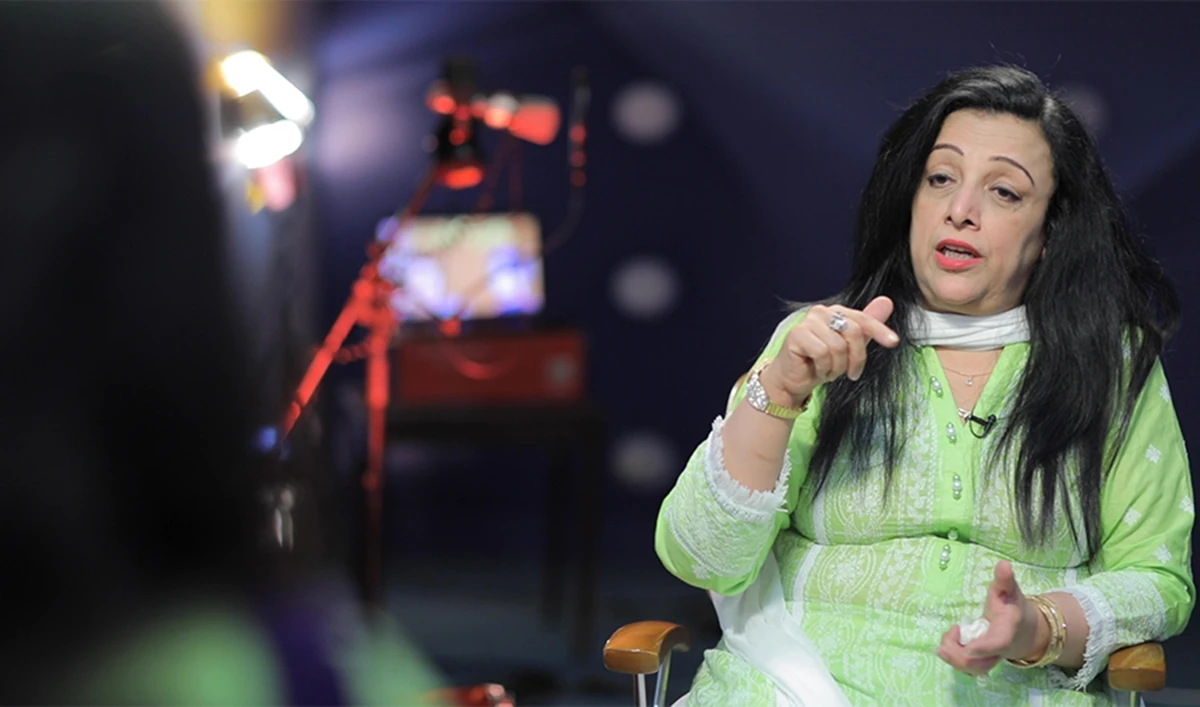 Dr. Lubna Farah speaks to Arab News in Islamabad on July 14, 2020, about her experience of dubbing Pakistani TV drama "Dhoop Kinare" for UAE and Saudi Arabian audiences. (AN Photo)