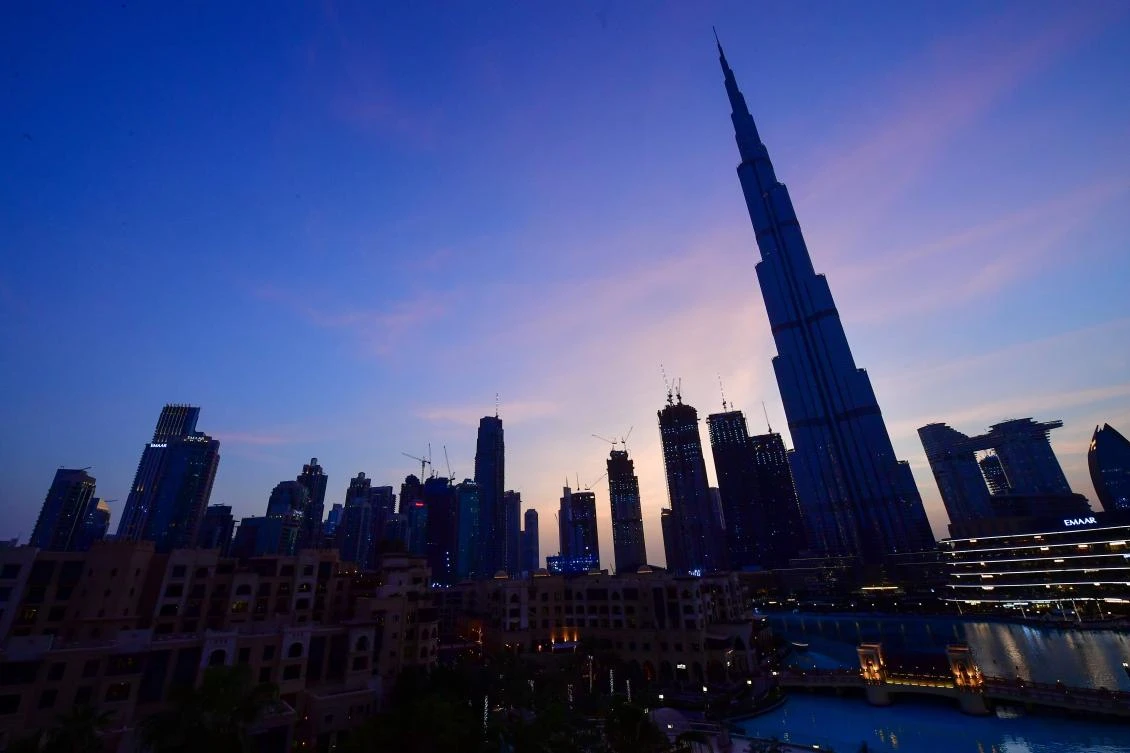A picture taken on July 19, 2020 shows Dubai's Burj Khalifa, the tallest structure and building in the world since 2009 (total heigh with antenna of 829.8 metres), ahead of the expected launch of the United Arab Emirates "Hope" Mars probe. (AFP)