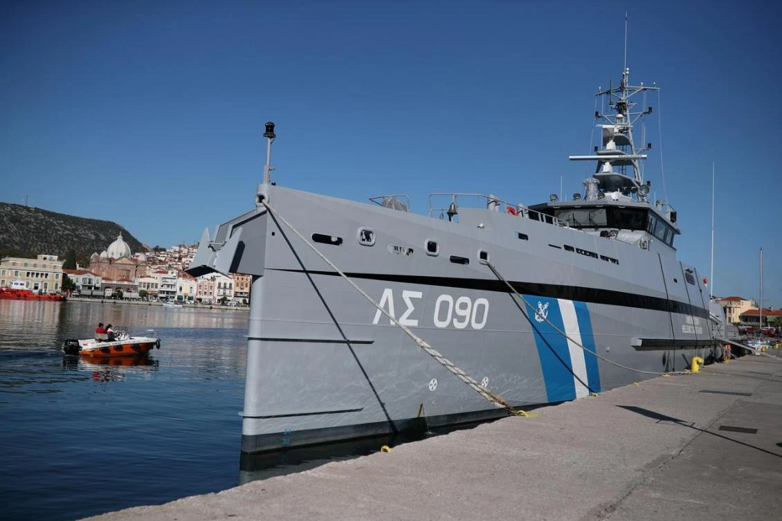 Greek Coast Guard vessel "Gavdos" is moored following a night patrol, at the port of Mytilene on the island of Lesbos, Greece, September 30, 2019. (Reuters)