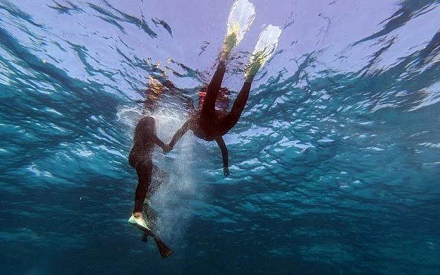 Divers swim off the coast of Egypt’s Red Sea resort of Hurghada, on April 4, 2019. (Mohamed el-Shahed / AFP)