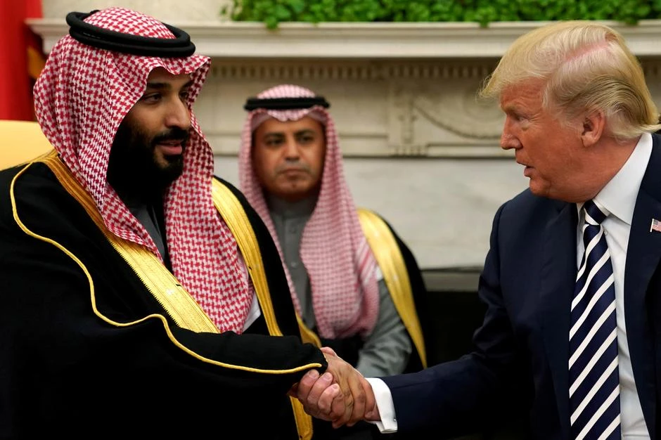 President Donald Trump shakes hands with Saudi Arabia's Crown Prince Mohammed bin Salman in the Oval Office at the White House in Washington, U.S. March 20, 2018. (Reuters)