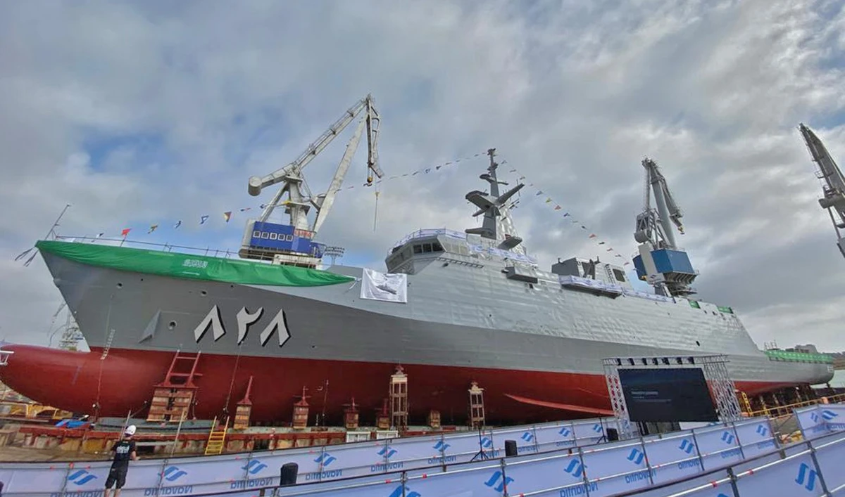 The ship – named Al-Jubail – was unveiled by Spanish shipbuilder Navantia. (SPA)