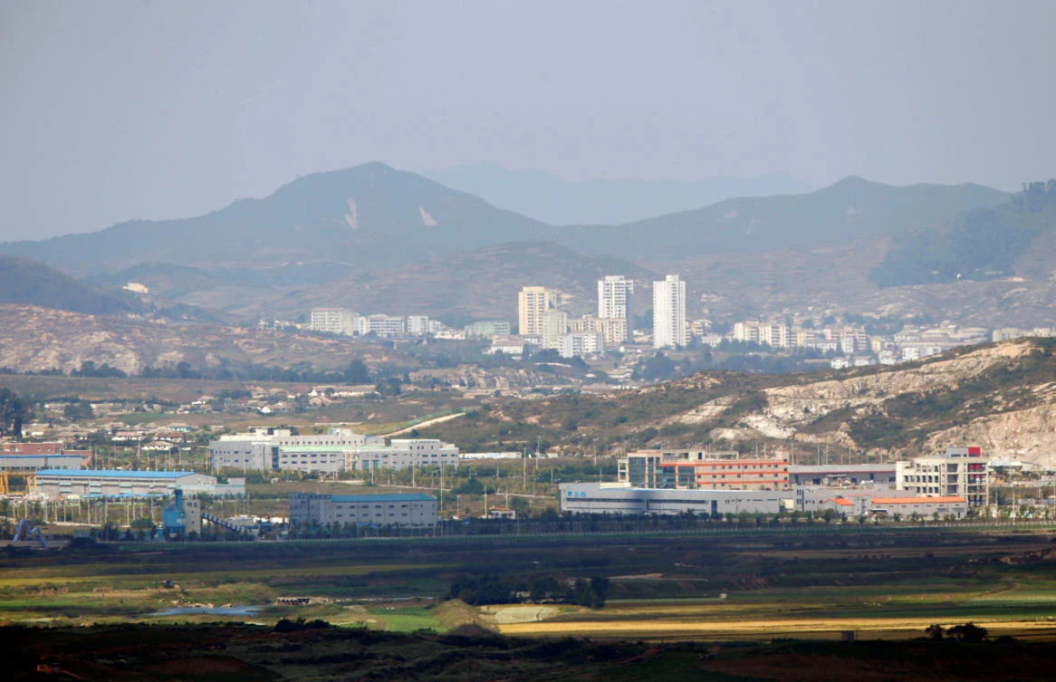 Above, Kaesong City, seen across the demilitarized zone separating North Korea from South Korea, where a suspected case of coronavirus was reported. (Reuters)