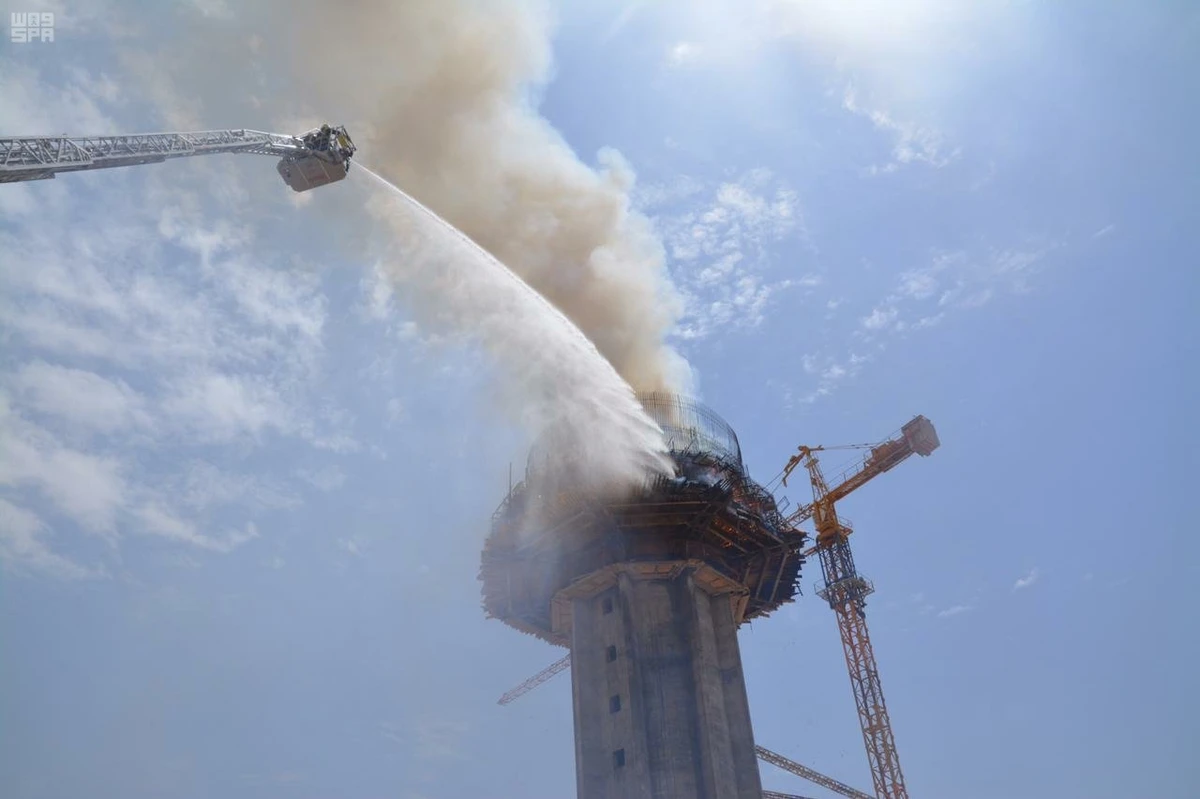 Fire hits building under construction in northern Saudi Arabia