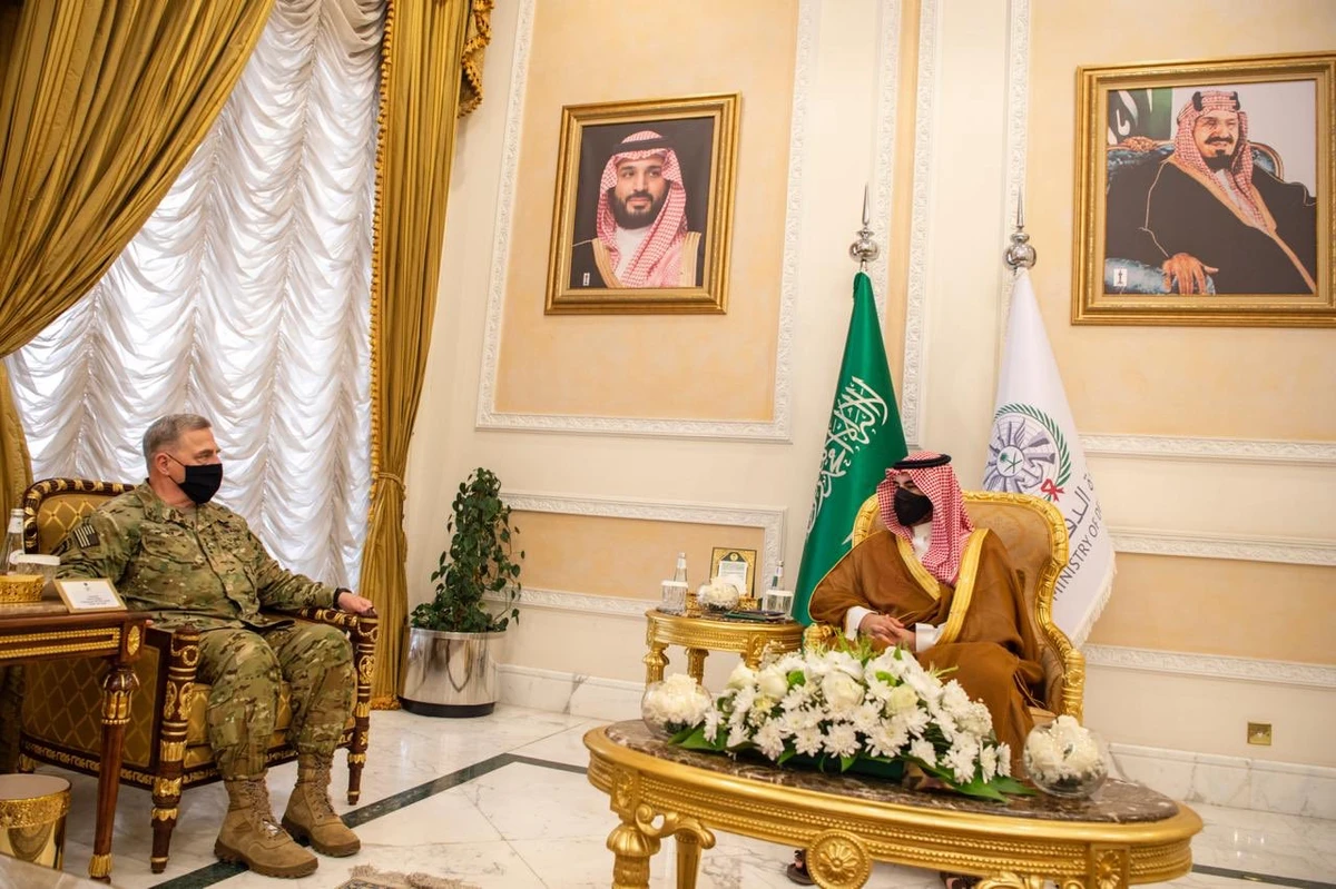 Prince Khalid bin Salman bin Abdulaziz, Saudi Arabia's Deputy Minister of Defense, said on Monday he met with US Army Chairman of the Joint Chiefs of Staff General Mark Milley. (Twitter: @kbsalsaud)