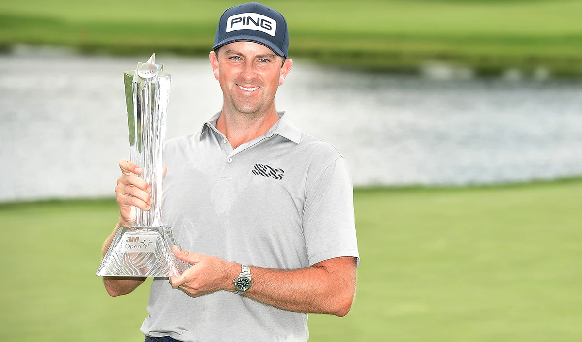 Michael Thompson after winning the 3M Open golf tournament in Blaine, Minn., on Sunday. (AFP)