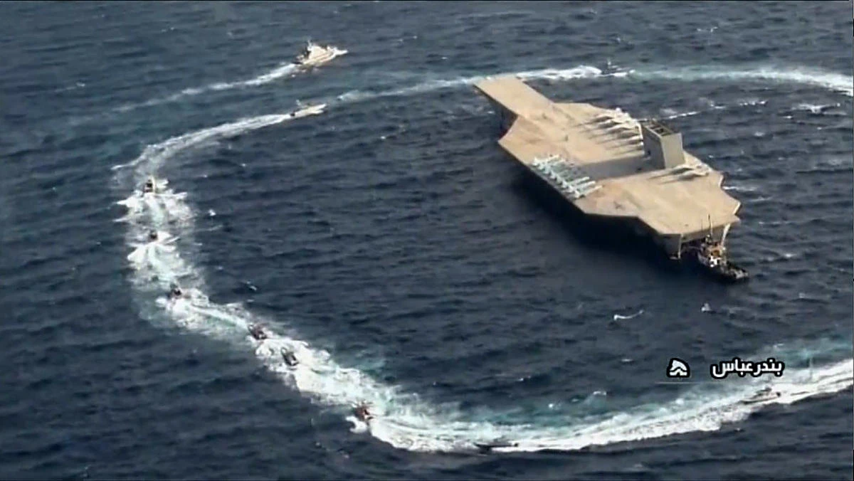 The exercises — dubbed "Prophet Mohammed 14th" — were held near the Strait of Hormuz, a vital shipping lane for a fifth of global oil output. (AFP)
