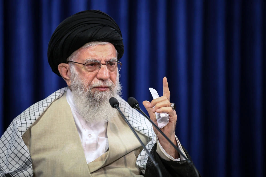 Supreme Leader Ayatollah Ali Khamenei addresses the nation in a televised speech marking the Eid Al-Adha holiday, in Tehran, Iran, July 31, 2020. (AP Photo)