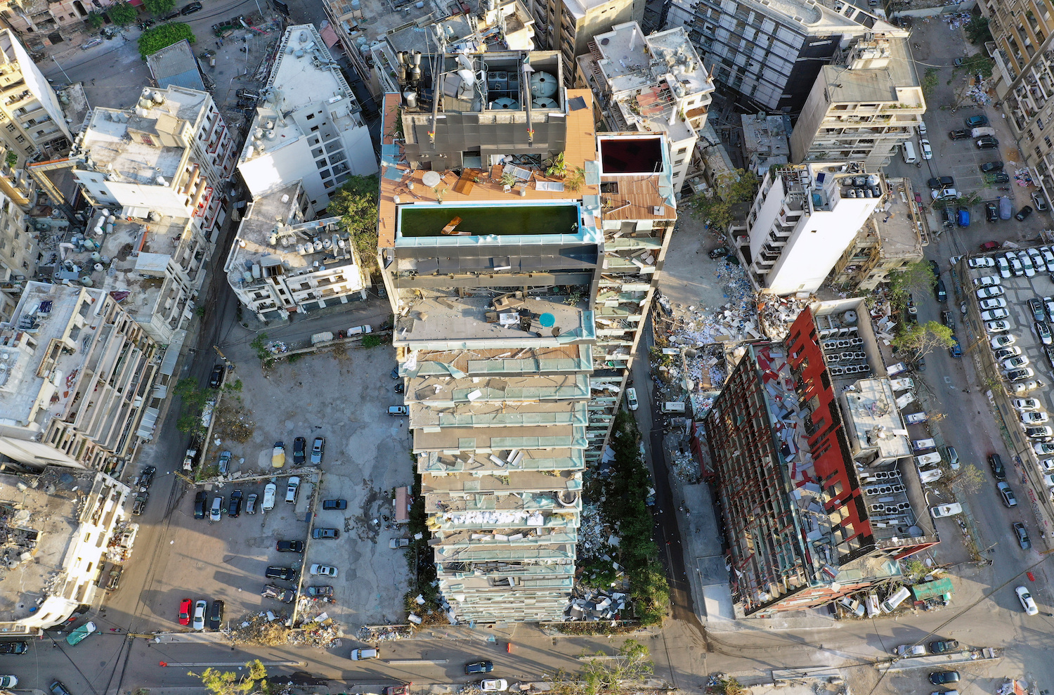 A view shows damaged buildings in the aftermath of a massive explosion in Beirut's port area, Lebanon August 13, 2020. (Reuters)
