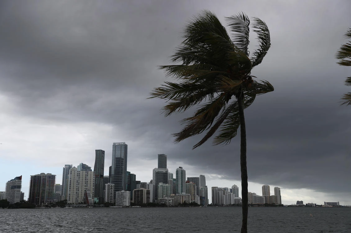 In this file photo taken on August 01, 2020 storm clouds are seen over the city as Hurricane Isaias approaches the east coast of Florida in Miami, Florida. (AFP)