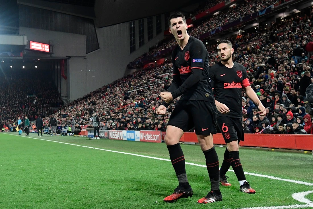 When Alvaro Morata scored Atletico Madrid’s late, third goal on March 11 at Anfield to confirm holders Liverpool’s exit from the Champions League round of 16, the prize of the quarter-final was only weeks away. (FILE/AFP)