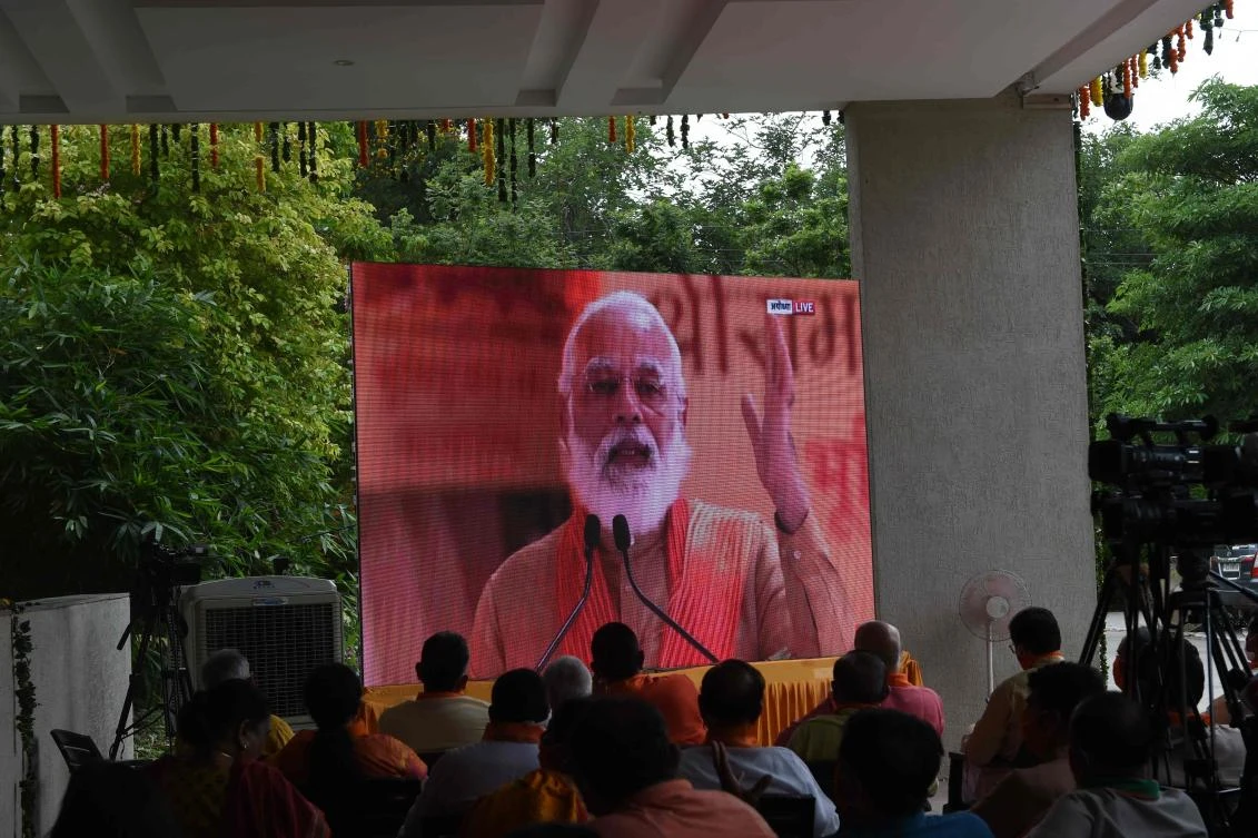 Indian PM lays foundation of temple at razed mosque site