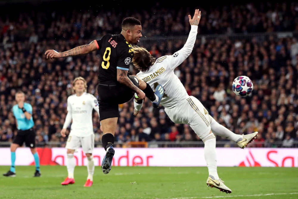 Action from the Champions League last-16 first leg tie between Manchester City and Real Madrid in the Bernabeu in February. (AFP file photo)