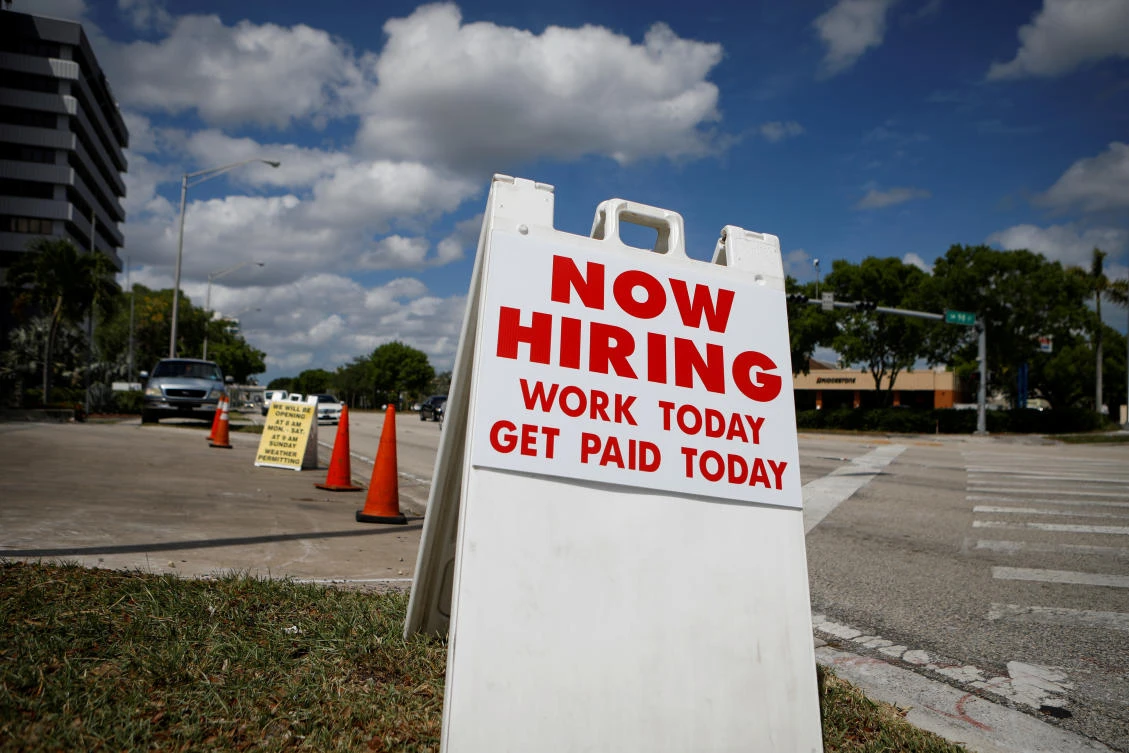 Nonfarm payrolls increased by 1.763 million jobs last month after a record 4.791 million in June. (Reuters)