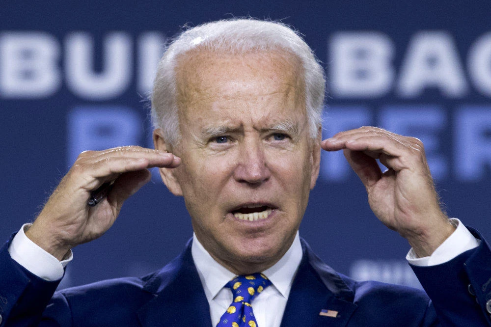 Democratic presidential candidate former Vice President Joe Biden speaks at a campaign event at the William "Hicks" Anderson Community Center in Wilmington, Delaware on July 28, 2020 photo. (AP Photo/Andrew Harnik)