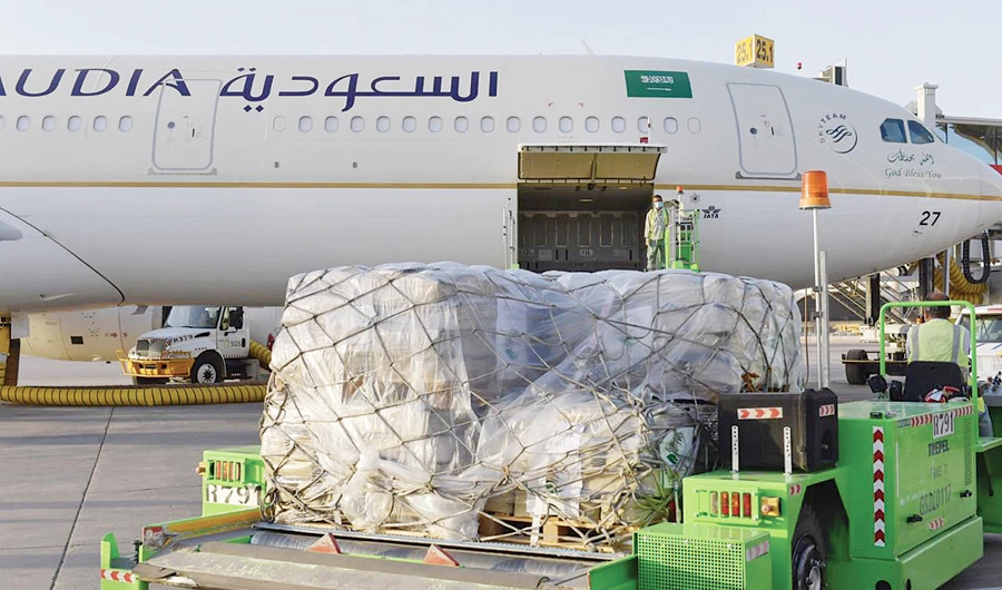 KSRelief aircraft contains medical supplies, ventilators and other relief goods for blast victims. (Photo/Supplied)
