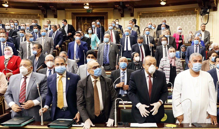 Egyptian parliament members attend a general session in the capital Cairo on July 20, 2020. (AFP)