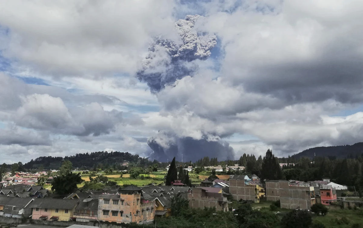 Mount Sinabung’s activity had picked up in recent days, including a pair of smaller eruptions at the weekend. (AP)