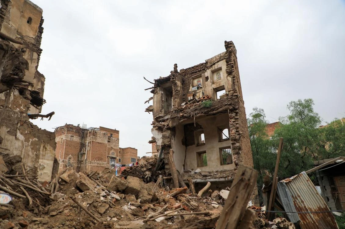 Above, a collapsed UNESCO-listed building in the old city of the Yemeni capital Sanaa following heavy rains. (Reuters)