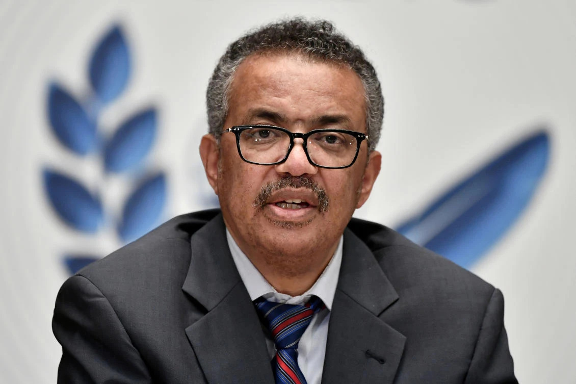 World Health Organization (WHO) Director-General Tedros Adhanom Ghebreyesus attends a news conference organized by Geneva Association of United Nations Correspondents (ACANU) amid the COVID-19 outbreak, caused by the novel coronavirus, at the WHO headquarters in Geneva Switzerland July 3, 2020. (Reuters)