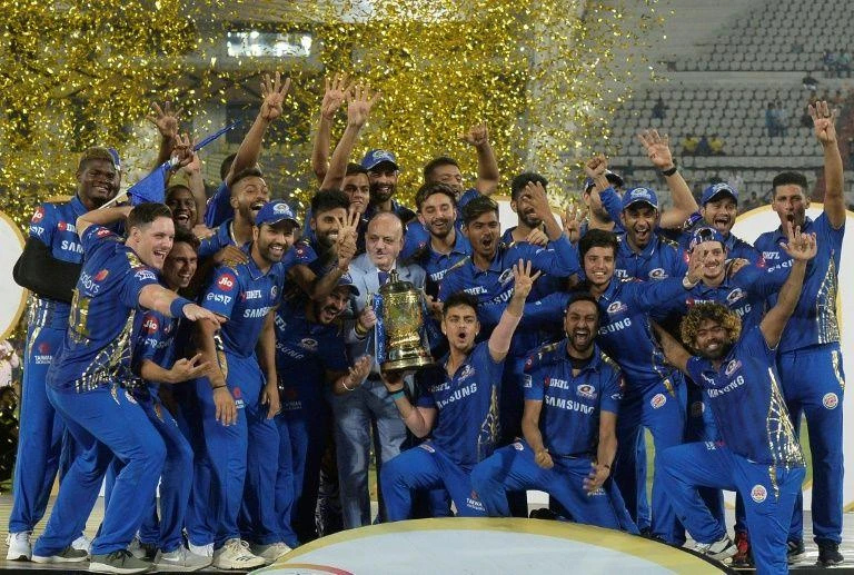 Mumbai Indians celebrate winning the 2019 Indian Premier League final. (AFP)