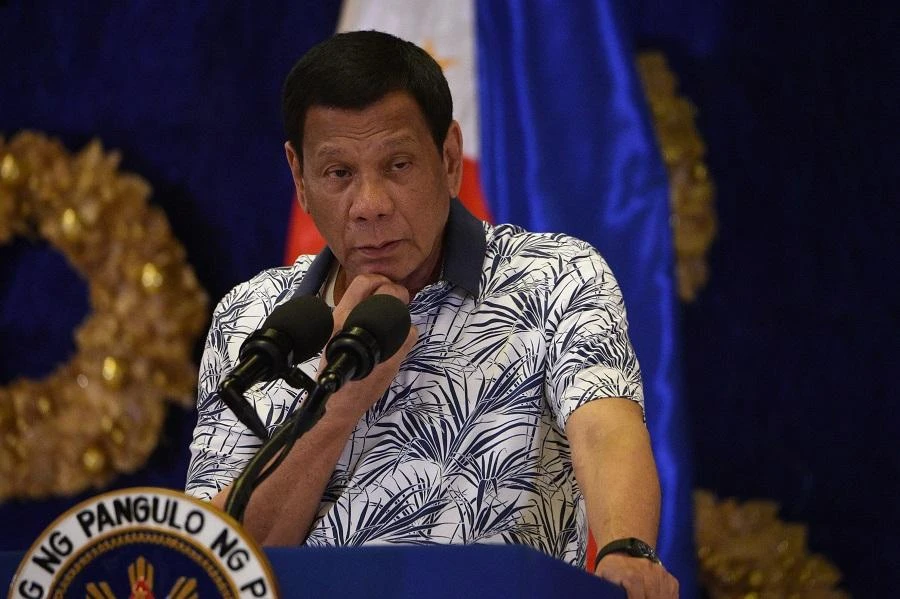 In this photo taken on November 19, 2019, Philippines' President Rodrigo Duterte talks during a late-night press conference at Malacanang Palace in Manila. (File/AFP)